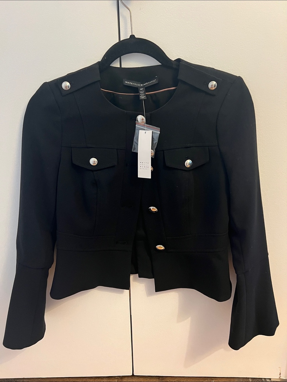 White House Black Market Black Military-Inspired Button Jacket